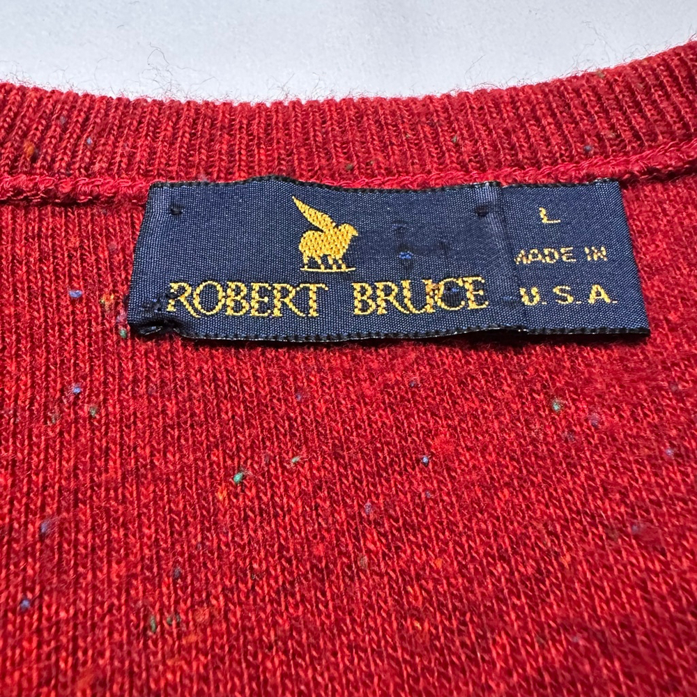Vintage ‘80s Robert Bruce Red Wool Blend Sweater | USA Made| Heritage Knit| L - Picture 3 of 6